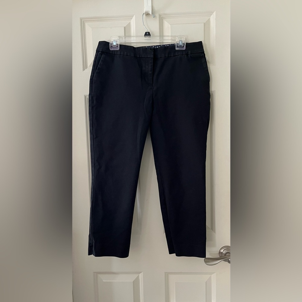 Women’s Boden Black flat front chino cropped pants size 12P cotton/elastane